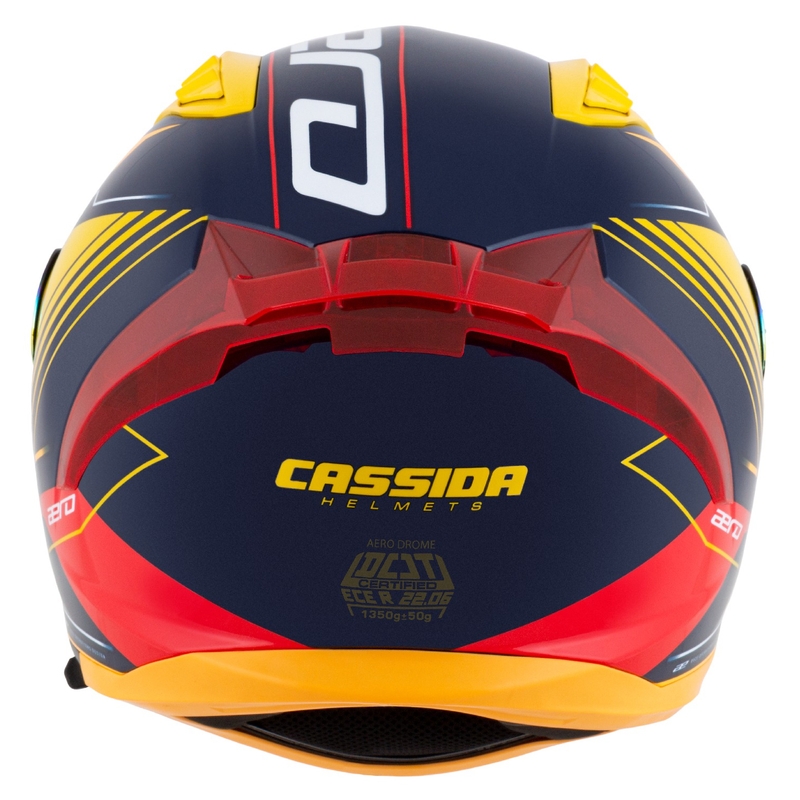 Cassida Aero Drome integrālā motociklu ķivere zili-fluo dzeltena-oranža-arkanā-siltā-zilā-balta