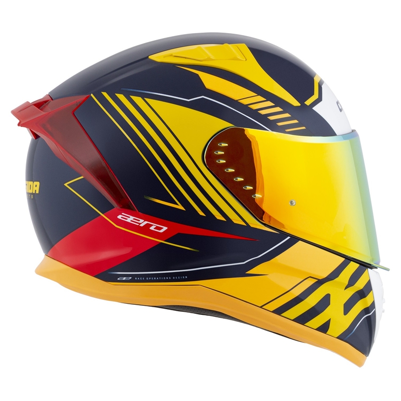 Cassida Aero Drome integrālā motociklu ķivere zili-fluo dzeltena-oranža-arkanā-siltā-zilā-balta