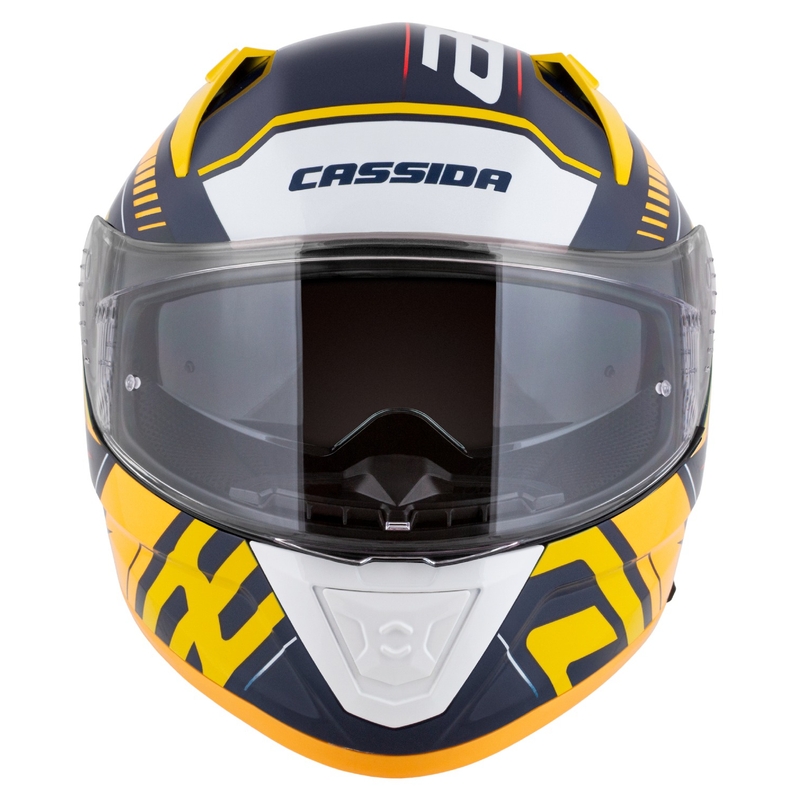 Cassida Aero Drome integrālā motociklu ķivere zili-fluo dzeltena-oranža-arkanā-siltā-zilā-balta