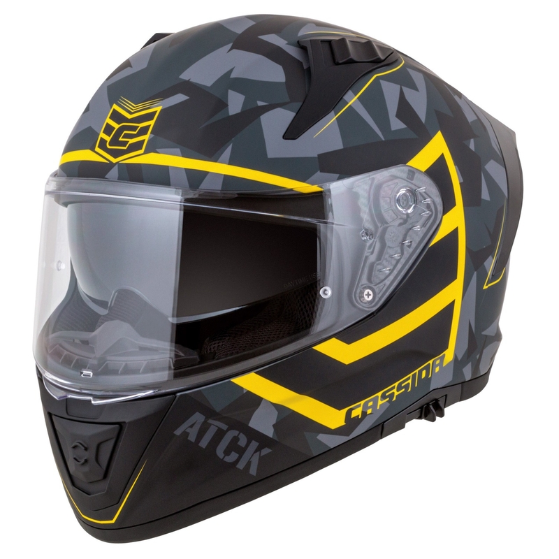 Integrālā moto ķivere Cassida Aero camo pelēk-melnā-fluo dzeltena