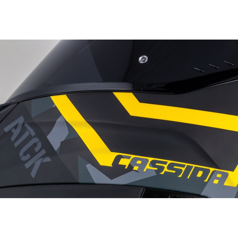 Integrālā moto ķivere Cassida Aero camo pelēk-melnā-fluo dzeltena
