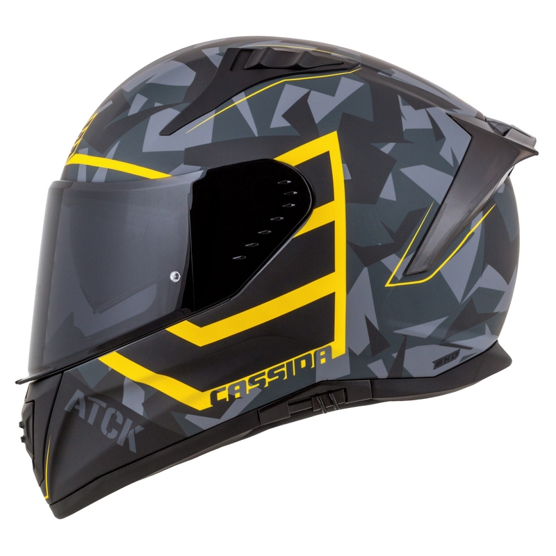 Integrālā moto ķivere Cassida Aero camo pelēk-melnā-fluo dzeltena