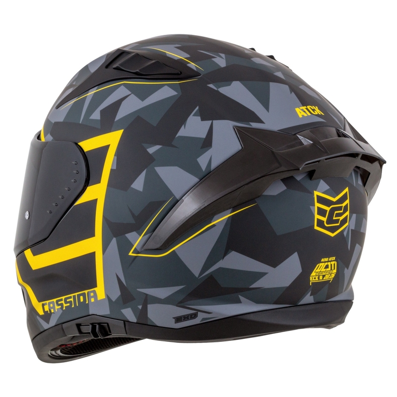 Integrālā moto ķivere Cassida Aero camo pelēk-melnā-fluo dzeltena