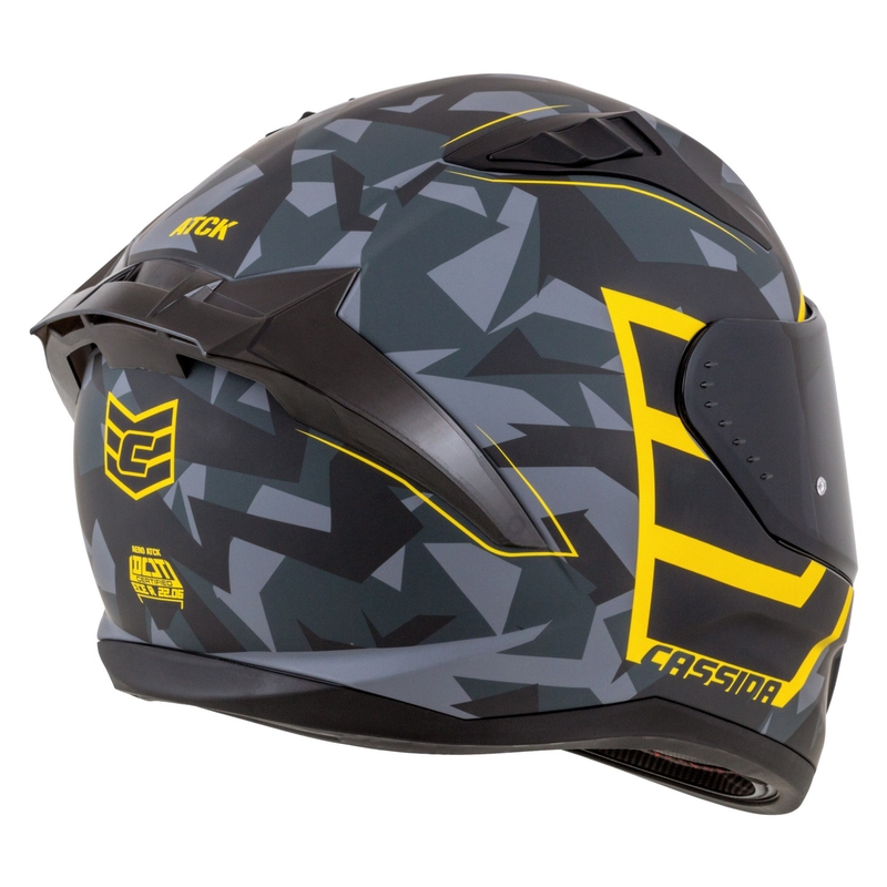 Integrālā moto ķivere Cassida Aero camo pelēk-melnā-fluo dzeltena