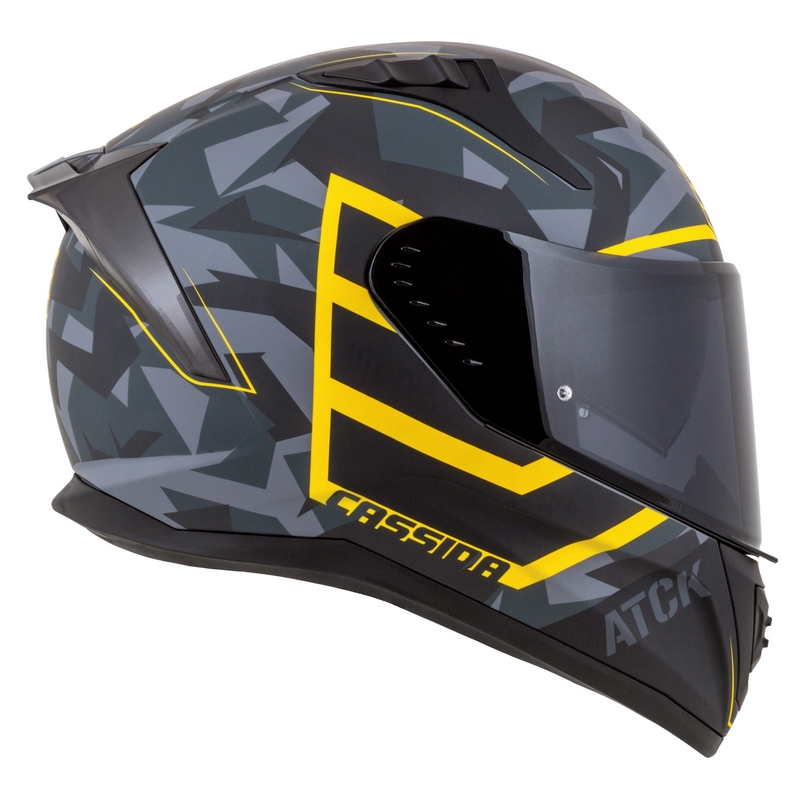 Integrālā moto ķivere Cassida Aero camo pelēk-melnā-fluo dzeltena