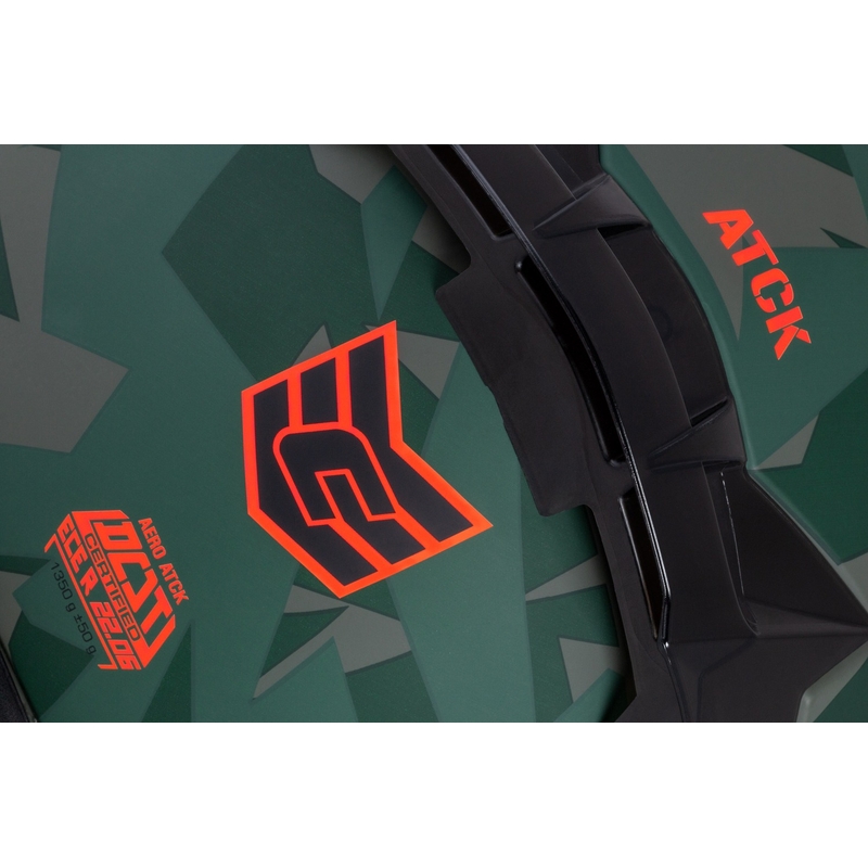 Cassida Aero ATCK camo zaļa-melna-pelēka-oranža integrālā motocikla ķivere