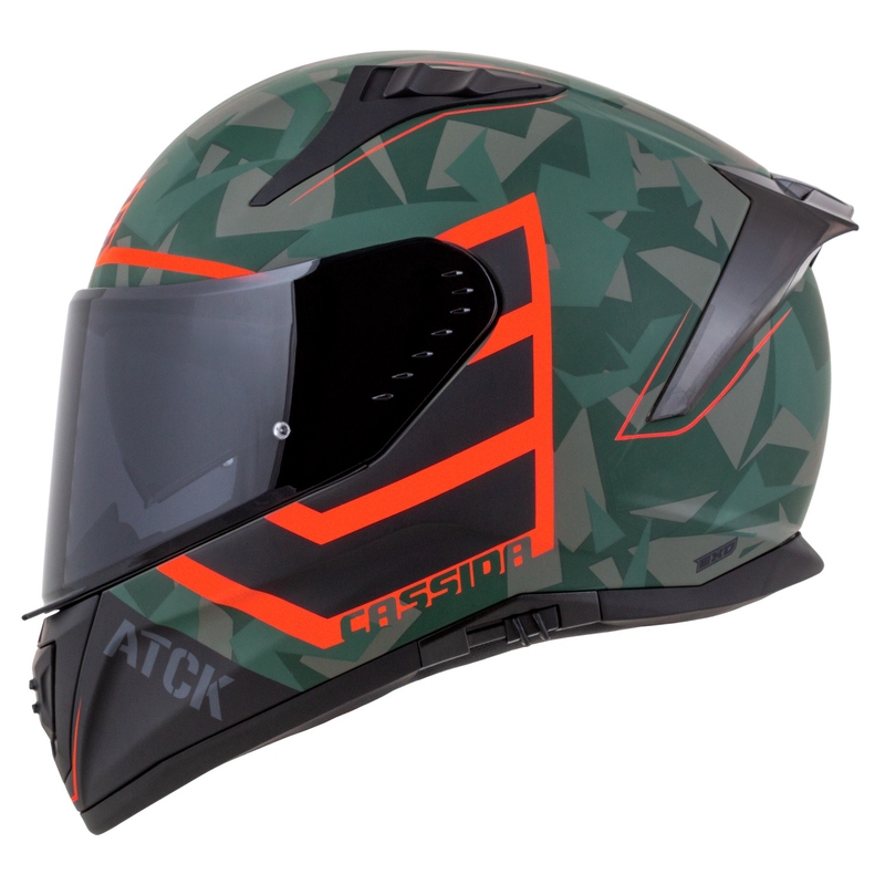 Cassida Aero ATCK camo zaļa-melna-pelēka-oranža integrālā motocikla ķivere
