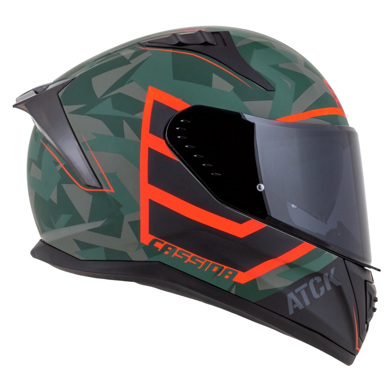 Cassida Aero ATCK camo zaļa-melna-pelēka-oranža integrālā motocikla ķivere