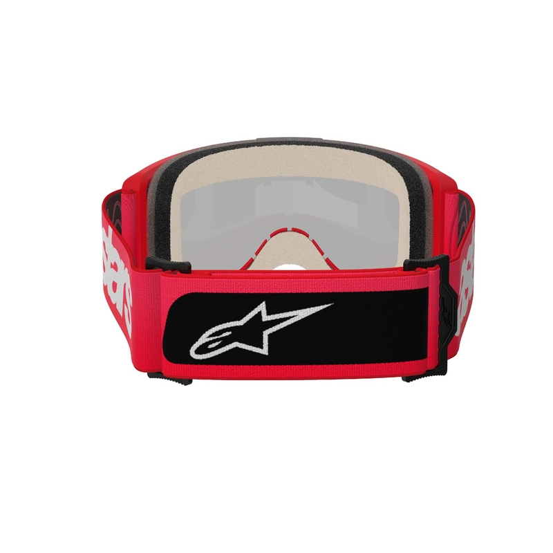 Alpinestars Vision 5 Blaze motokrosa brilles sarkanas ar spoguļstikliem un zelta pleksi stiklu