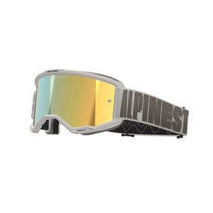 Alpinestars Vision 5 Hollow motokrosa brilles smilšu krāsā ar spoguļstikliem un zelta pleksi stikliem
