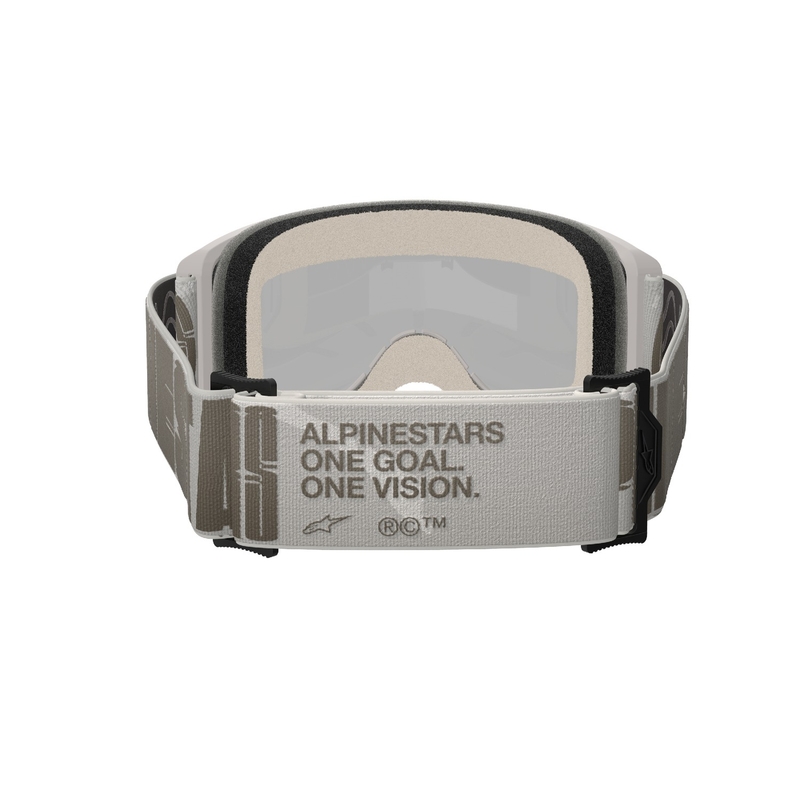 Alpinestars Vision 5 Hollow motokrosa brilles smilšu krāsā ar spoguļstikliem un zelta pleksi stikliem