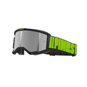 Alpinestars Vision 5 Hollow pelēki-fluo dzeltenas motokrosa brilles ar spoguļstikliem sudraba krāsā