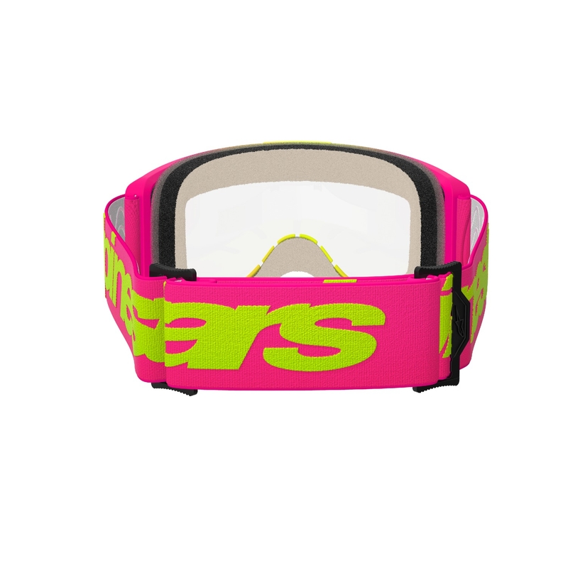Alpinestars Vision 5 Wordmark rozā-fluo dzeltenas motokrosa brilles ar caurspīdīgu pleksi izpārdošana