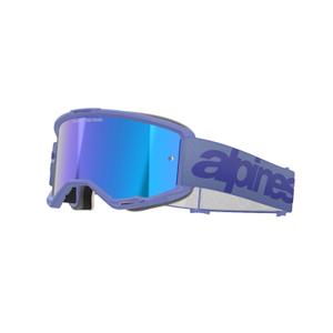 Alpinestars Vision 5 Wordmark motokrosa brilles violetas ar spoguļstikla zilu pleksi stiklu