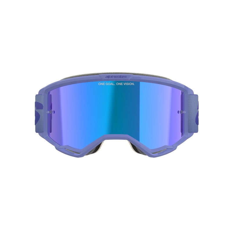 Alpinestars Vision 5 Wordmark motokrosa brilles violetas ar spoguļstikla zilu pleksi stiklu
