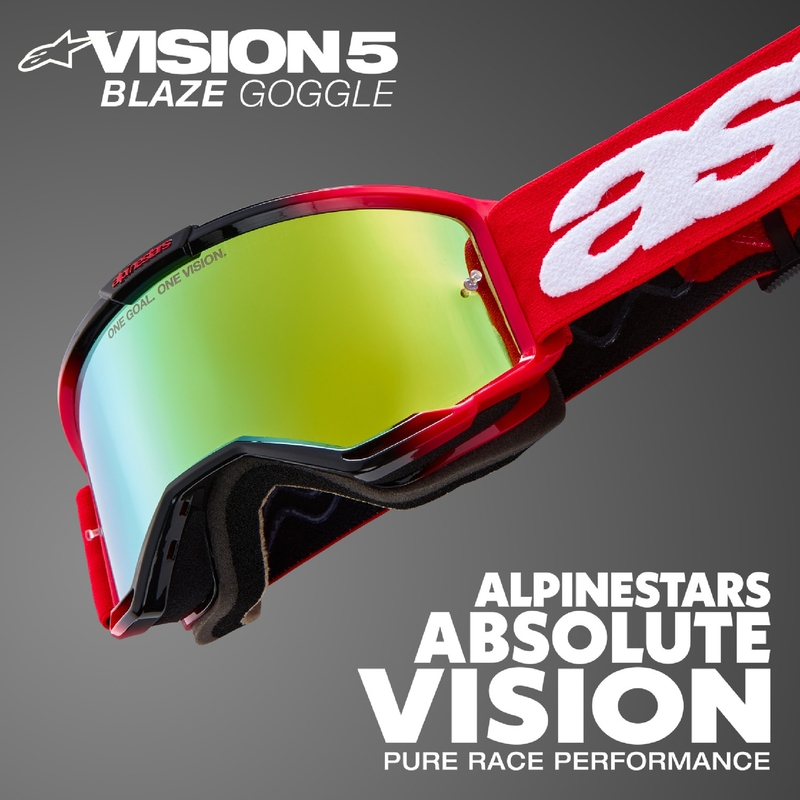 Alpinestars Vision 5 Wordmark motokrosa brilles violetas ar spoguļstikla zilu pleksi stiklu