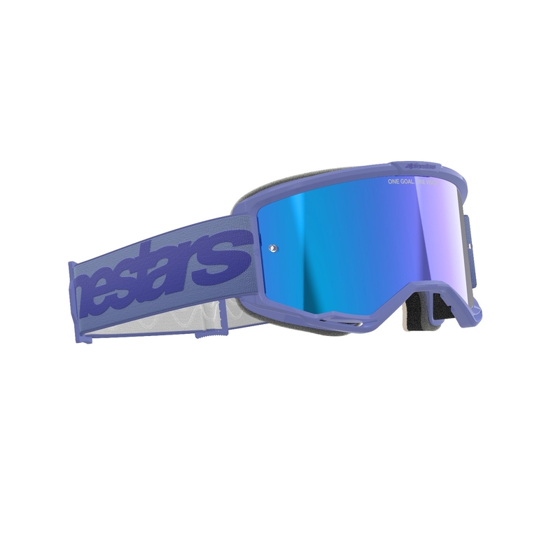 Alpinestars Vision 5 Wordmark motokrosa brilles violetas ar spoguļstikla zilu pleksi stiklu