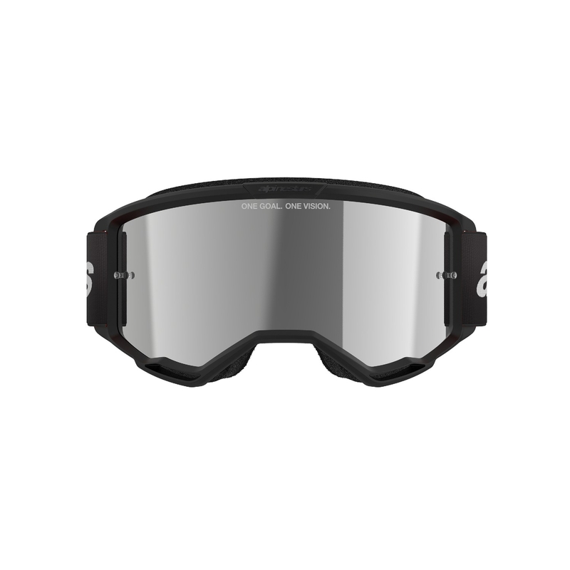 Alpinestars Vision 3 Wordmark motokrosa brilles melnas ar sudraba pleksi spoguļiem