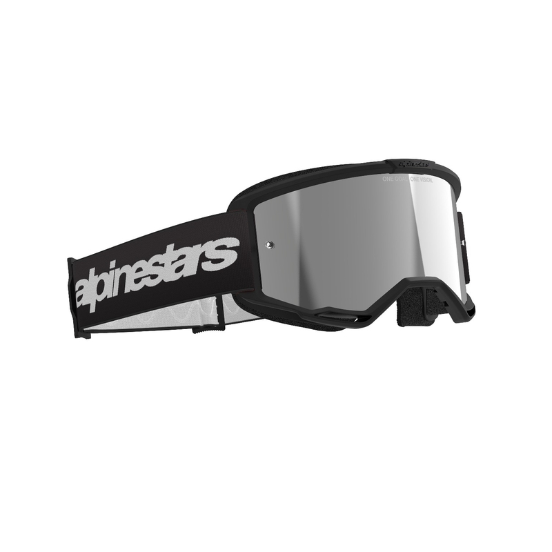 Alpinestars Vision 3 Wordmark motokrosa brilles melnas ar sudraba pleksi spoguļiem