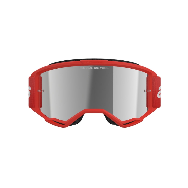 Alpinestars Vision 3 Wordmark motokrosa brilles sarkanas ar sudraba radiālām lēcām izpārdošana
