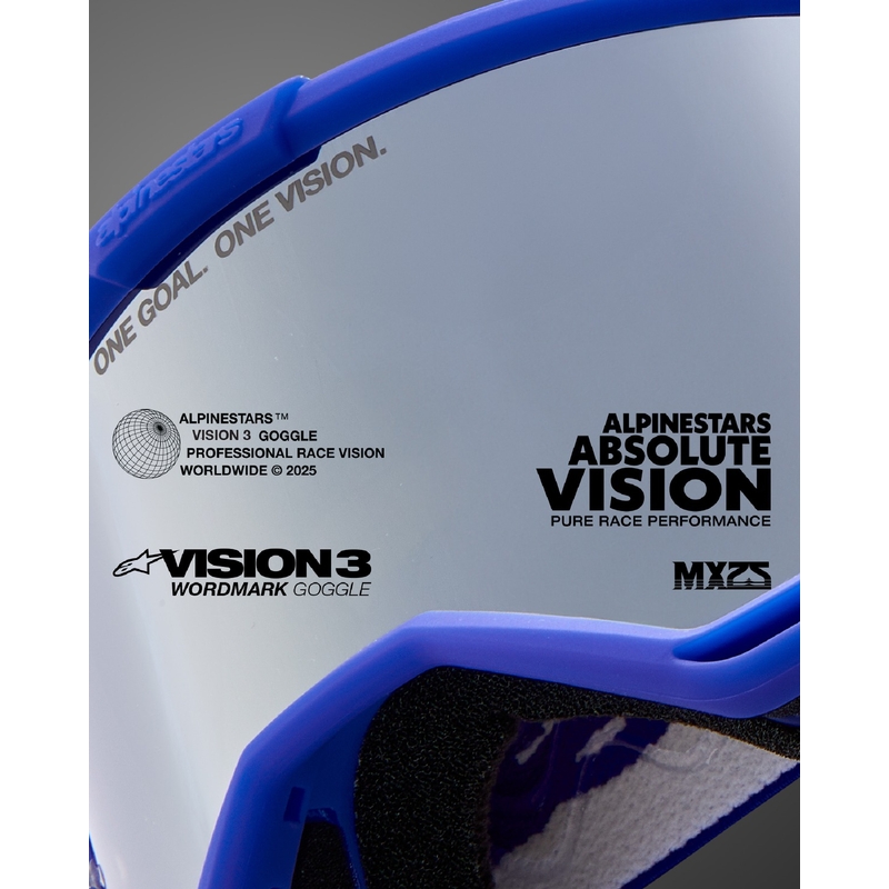 Alpinestars Vision 3 Wordmark sarkanas motokrosa brilles ar caurspīdīgu pleksi