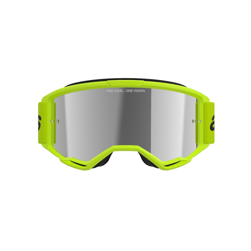 Alpinestars Vision 3 Wordmark fluo dzeltenas motokrosa brilles ar sudraba radiālām lēcām