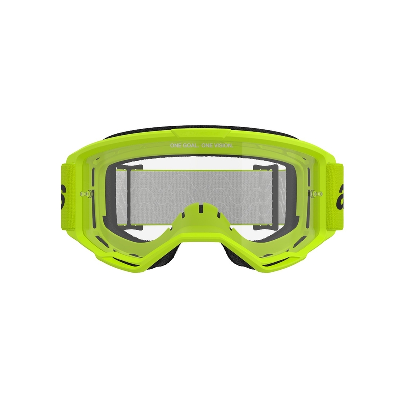 Alpinestars Vision 3 Wordmark fluo dzeltenas motokrosa brilles ar caurspīdīgu pleksi
