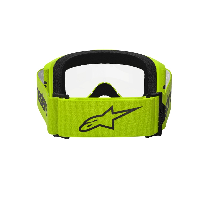 Alpinestars Vision 3 Wordmark fluo dzeltenas motokrosa brilles ar caurspīdīgu pleksi