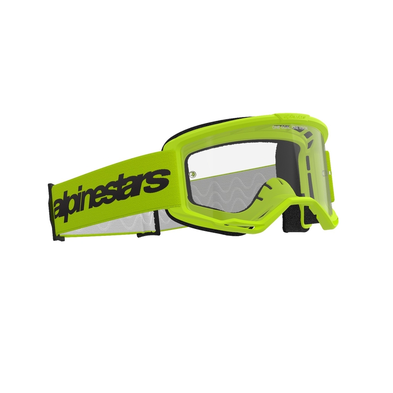 Alpinestars Vision 3 Wordmark fluo dzeltenas motokrosa brilles ar caurspīdīgu pleksi