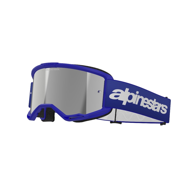 Alpinestars Vision 3 Wordmark motokrosa brilles zilas ar spoguļstikla sudraba lēcām
