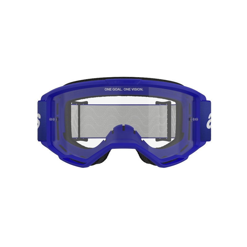 Alpinestars Vision 3 Wordmark motokrosa brilles zilas ar caurspīdīgu pleksi
