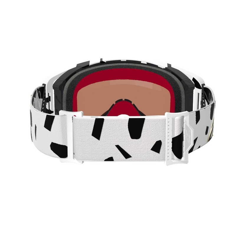 Alpinestars Supertech Corp baltas un zelta motokrosa brilles ar spoguļstikliem zelta krāsā