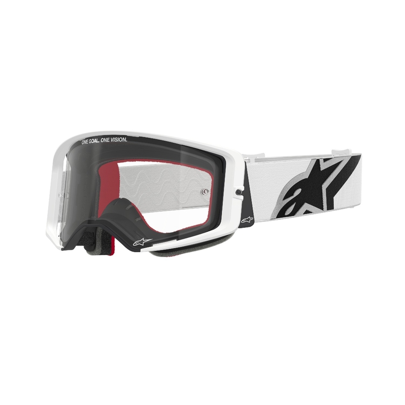 Alpinestars Supertech Corp baltas motokrosa brilles ar caurspīdīgu lēcu izpārdošana