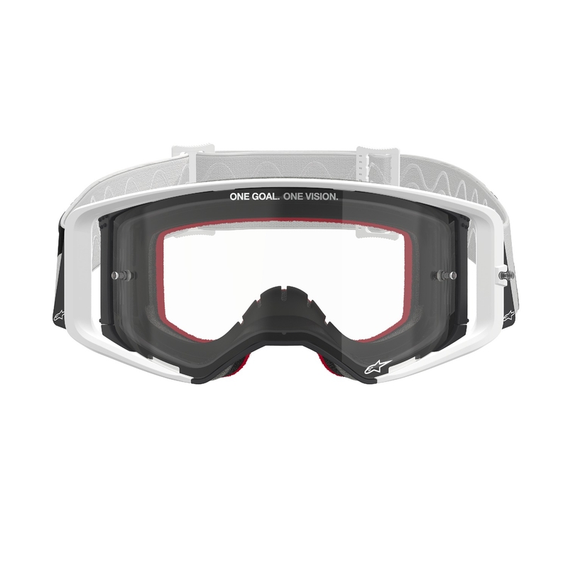 Alpinestars Supertech Corp baltas motokrosa brilles ar caurspīdīgu lēcu izpārdošana