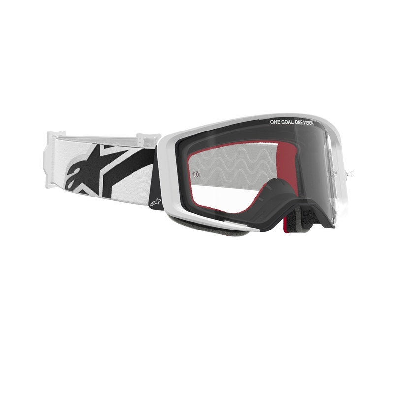 Alpinestars Supertech Corp baltas motokrosa brilles ar caurspīdīgu lēcu izpārdošana