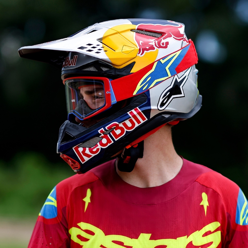 Alpinestars Supertech Corp motokrosa aizsargbrilles zili oranžas ar caurspīdīgu lēcu