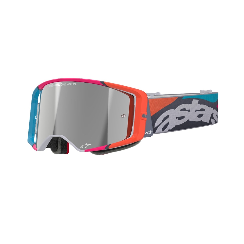 Alpinestars Supertech Stream motokrosa aizsargbrilles pelēkas-daudzkrāsainas ar sudraba spoguļstikla lēcām