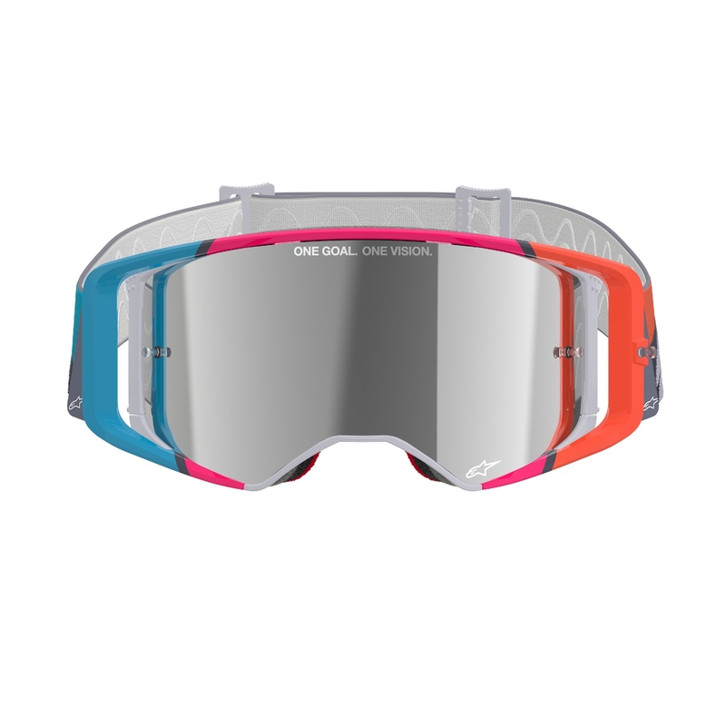 Alpinestars Supertech Stream motokrosa aizsargbrilles pelēkas-daudzkrāsainas ar sudraba spoguļstikla lēcām