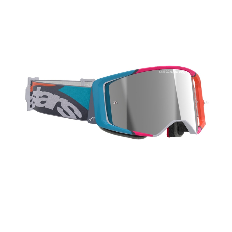 Alpinestars Supertech Stream motokrosa aizsargbrilles pelēkas-daudzkrāsainas ar sudraba spoguļstikla lēcām