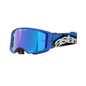 Alpinestars Supertech Stream zilas motokrosa brilles ar spoguļstikla zilu lēcu