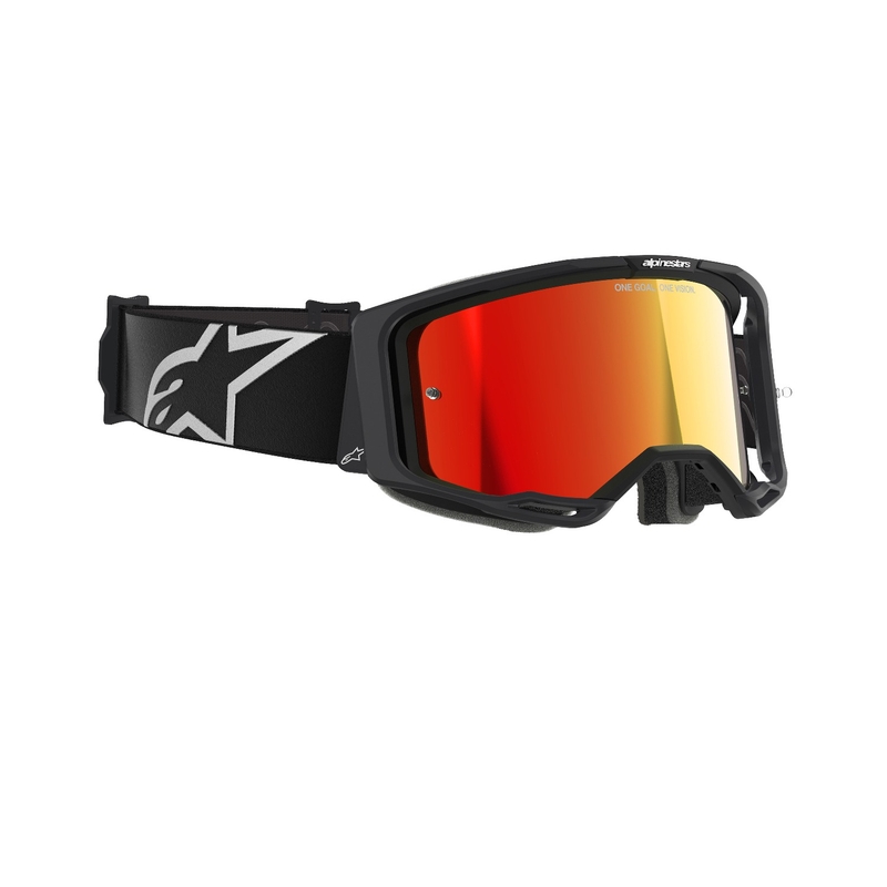 Alpinestars Vision 8 Corp motokrosa brilles melnas ar spoguļstikla sarkanu lēcu