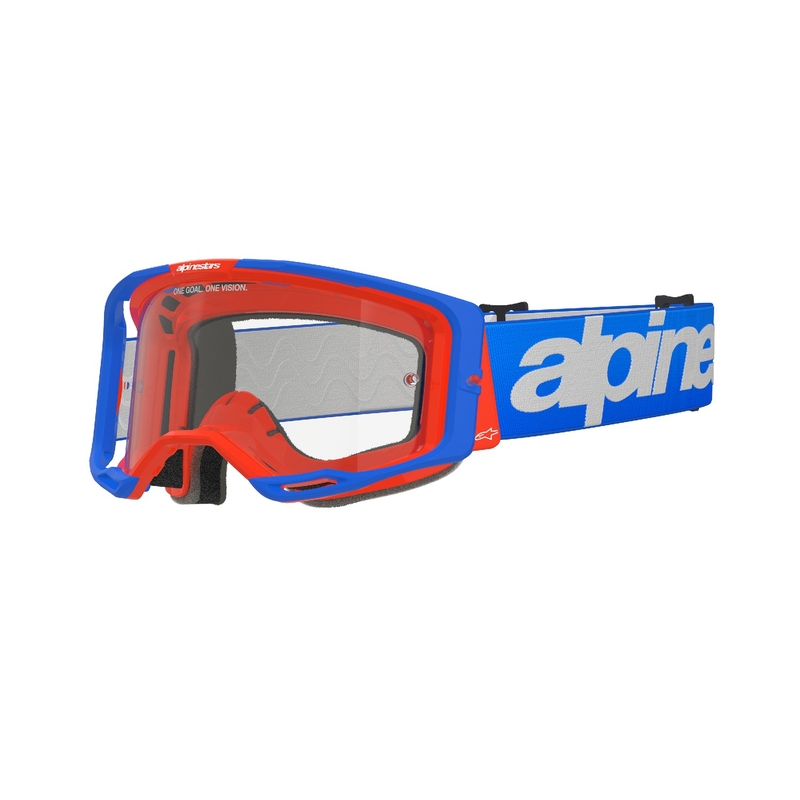 Alpinestars Vision 8 Wordmark motokrosa aizsargbrilles zili oranžas ar caurspīdīgu lēcu izpārdošana