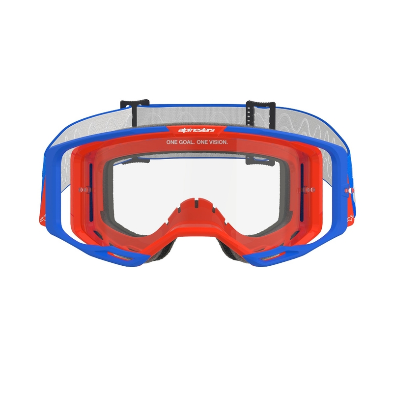 Alpinestars Vision 8 Wordmark motokrosa aizsargbrilles zili oranžas ar caurspīdīgu lēcu izpārdošana