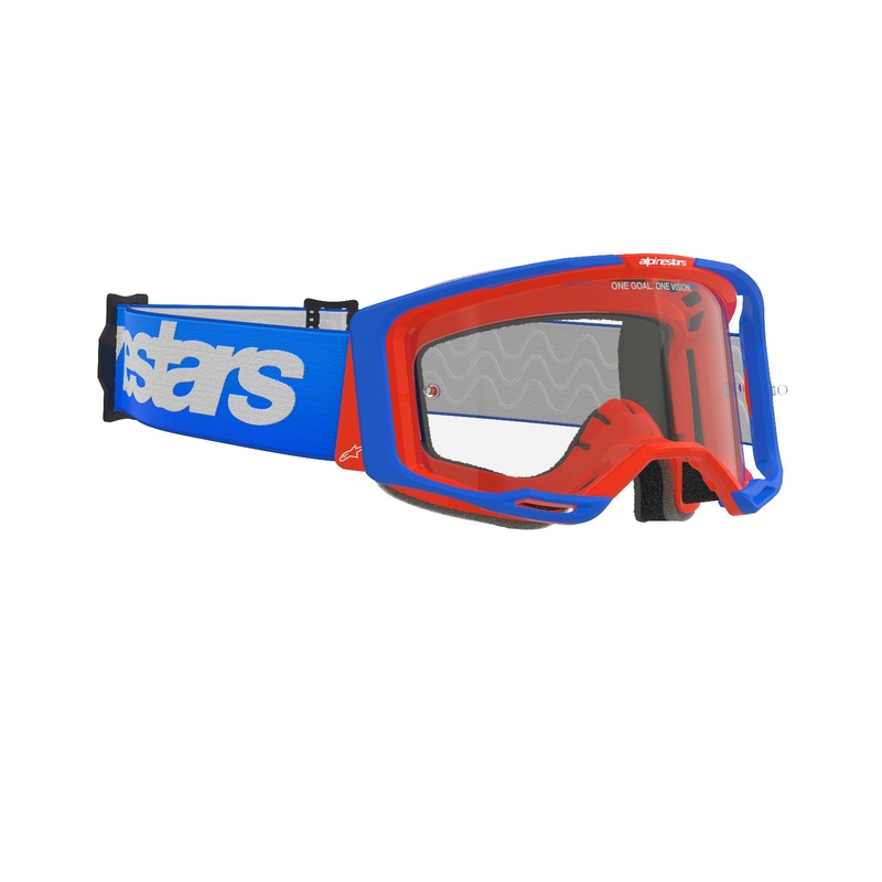 Alpinestars Vision 8 Wordmark motokrosa aizsargbrilles zili oranžas ar caurspīdīgu lēcu izpārdošana
