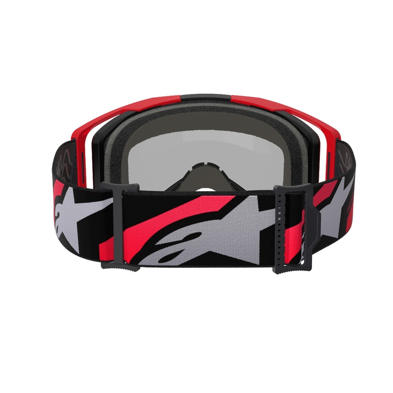 Alpinestars Vision 8 Luar sarkanā un melnā krāsā motokrosa brilles ar spoguļstikla sudraba lēcām