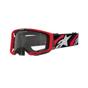 Alpinestars Vision 8 Luar sarkanās un melnās motokrosa brilles ar caurspīdīgu lēcu