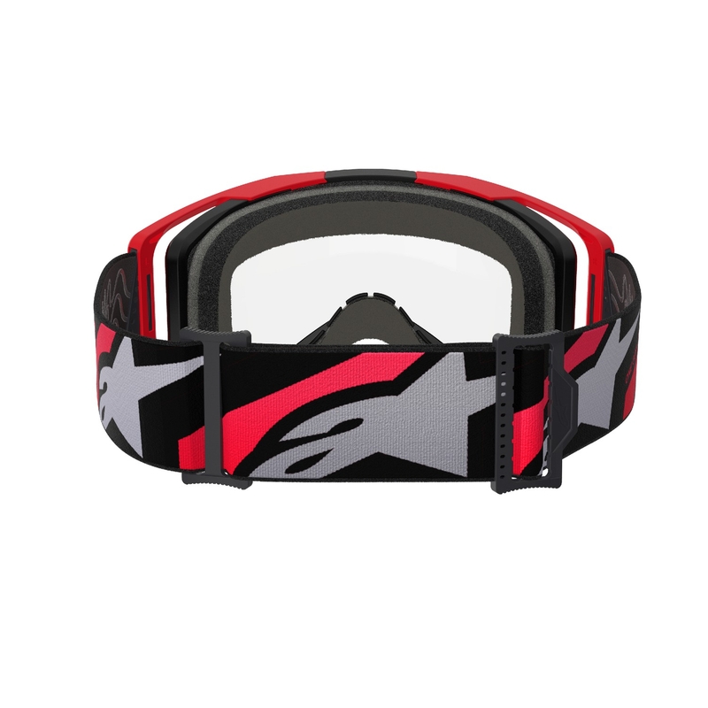 Alpinestars Vision 8 Luar sarkanās un melnās motokrosa brilles ar caurspīdīgu lēcu