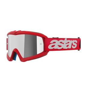 Alpinestars Vision Youth Blaze sarkanas bērnu motokrosa brilles ar spoguļstikliem sudraba krāsā