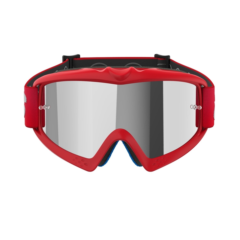 Alpinestars Vision Youth Blaze sarkanas bērnu motokrosa brilles ar spoguļstikliem sudraba krāsā