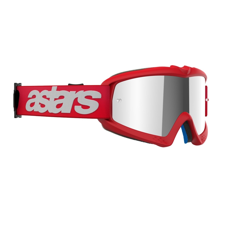 Alpinestars Vision Youth Blaze sarkanas bērnu motokrosa brilles ar spoguļstikliem sudraba krāsā